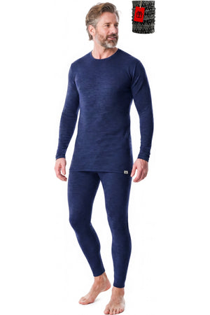 MERINNOVATION Men's Merino Wool Base Layer Set 250 Indigo Blue