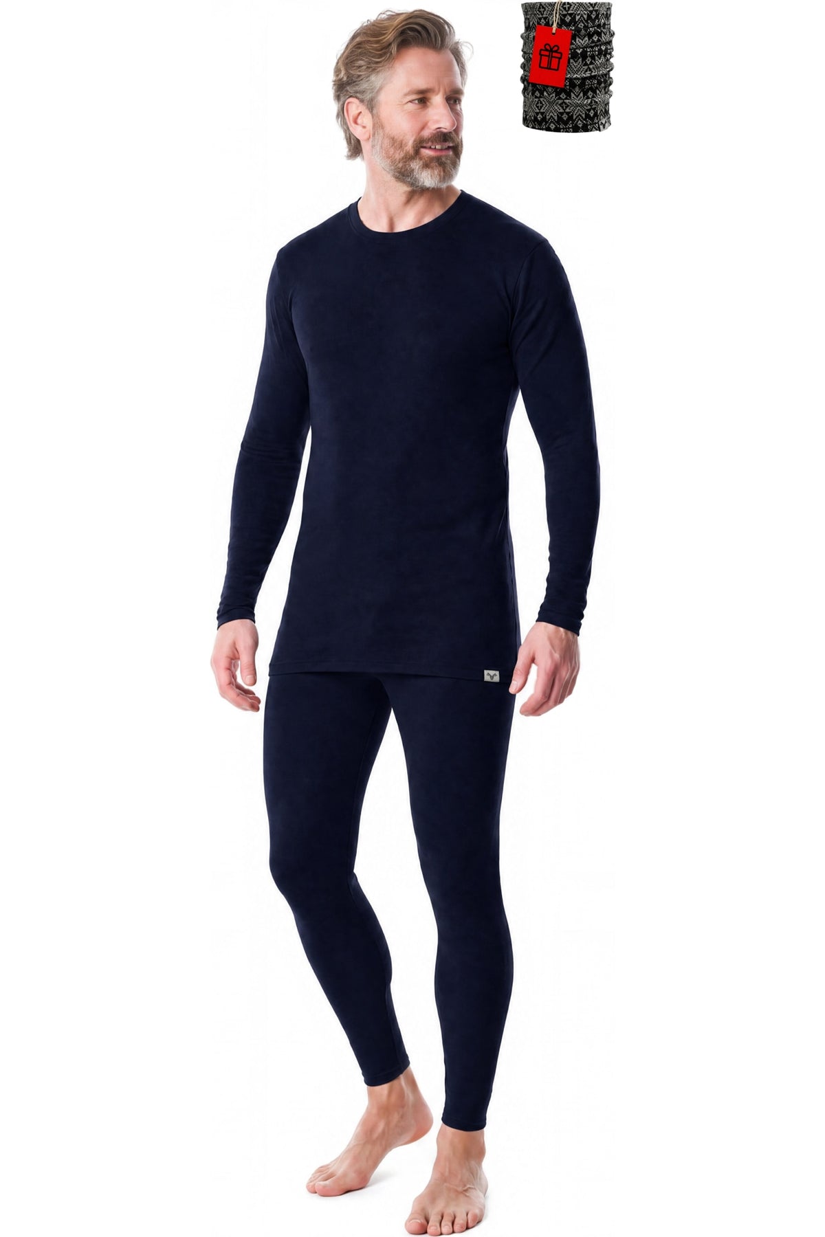 MERINNOVATION Men's Merino Wool Base Layer Set 250 Navy