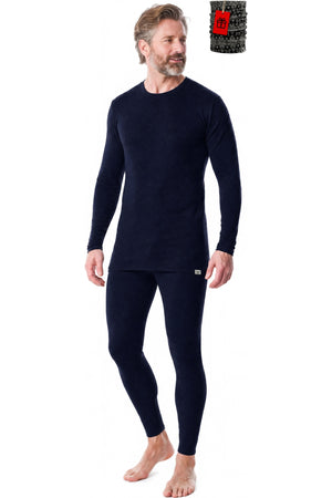 MERINNOVATION Men's Merino Wool Base Layer Set 250 Navy